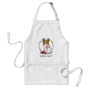 Let's Go! (walk) Papillon (white & red) Dog Cute Standard Apron