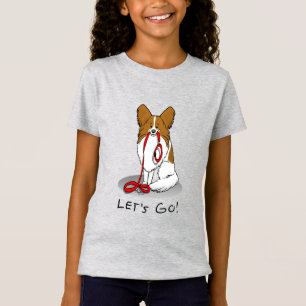 Let's Go! (walk) Papillon (white & red) Dog Cute T-Shirt