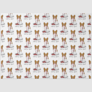 Let's Go! (walk) Papillon (white & red) Dog Cute Tissue Paper