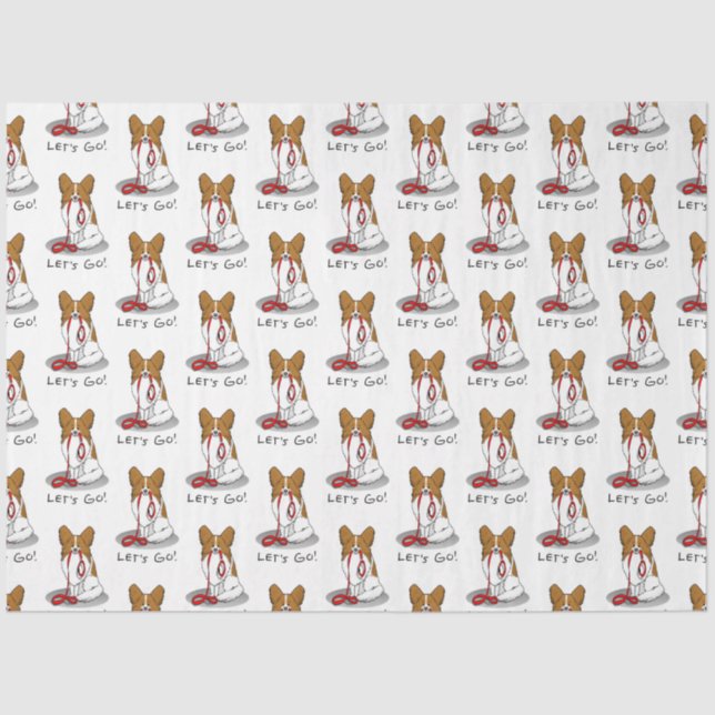 Let's Go! (walk) Papillon (white & red) Dog Cute Tissue Paper (Front)