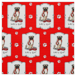 Let's Go! (walk) Pug Dog (light fawn) Leash Cute Fabric
