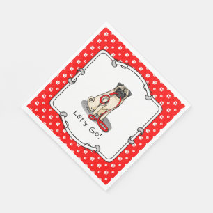 Let's Go! (walk) Pug Dog (light fawn) Leash Cute Napkin