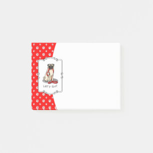 Let's Go! (walk) Pug Dog (light fawn) Leash Cute Post-it Notes