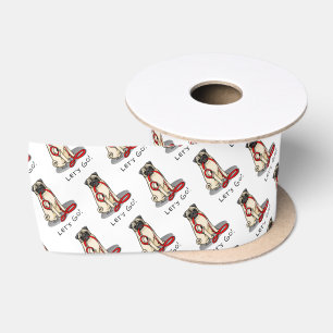 Let's Go! (walk) Pug Dog (light fawn) Leash Cute Satin Ribbon