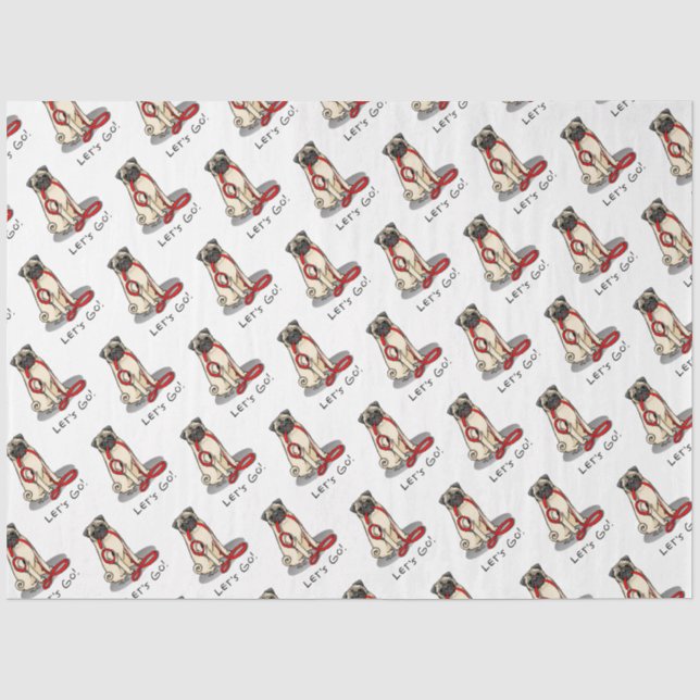 Let's Go! (walk) Pug Dog (light fawn) Leash Cute Tissue Paper (Front)