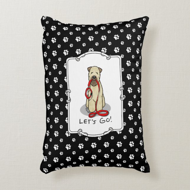 Let's Go! Walk Wheaten Terrier Dog (wheaten 1b2) Decorative Cushion (Front(Vertical))