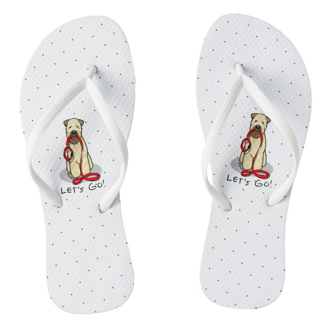 Let's Go! Walk Wheaten Terrier Dog (wheaten 1b2) Flip Flops (Footbed)