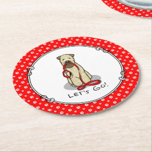 Let's Go! Walk Wheaten Terrier Dog (wheaten 1b2) Round Paper Coaster