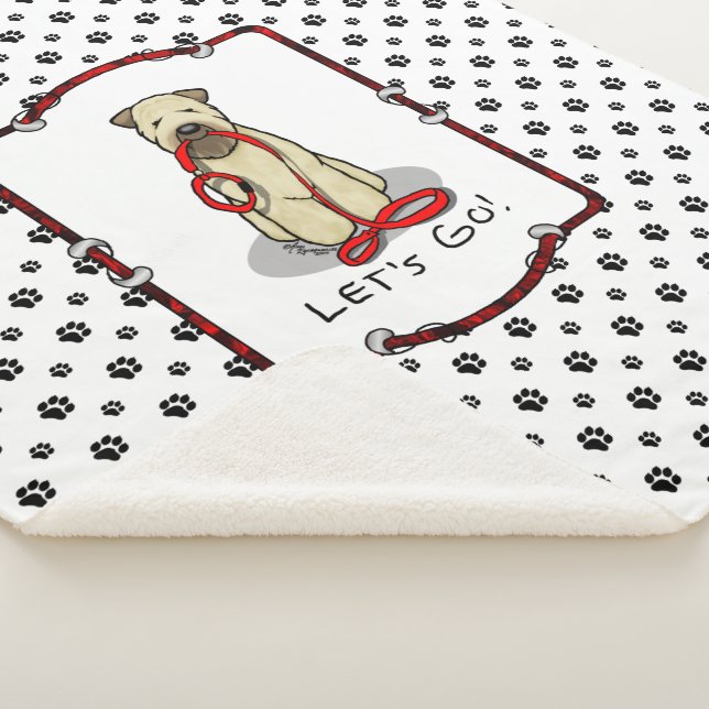 Let's Go! Walk Wheaten Terrier Dog (wheaten 1b2) Sherpa Blanket (3/4)