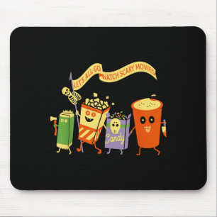 Lets Go Watch Scary Movies FUnny Popcoin Halloween Mouse Mat