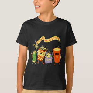 Lets Go Watch Scary Movies FUnny Popcoin Halloween T-Shirt