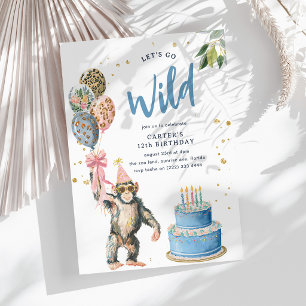 Let's Go Wild' Safari Animal Boys Birthday Invitation