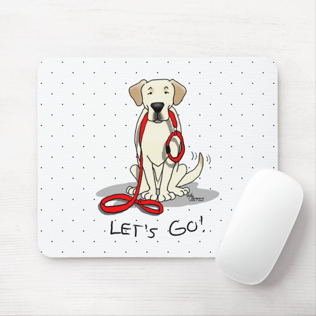 Let's Go! Yellow Lab Labrador Retriever Dog Cute Mouse Mat (With Mouse)