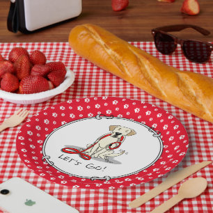 Let's Go! Yellow Lab Labrador Retriever Dog Cute Paper Plate