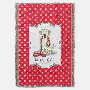 Let's go! Yellow Lab Labrador Retriever Dog Cute Throw Blanket