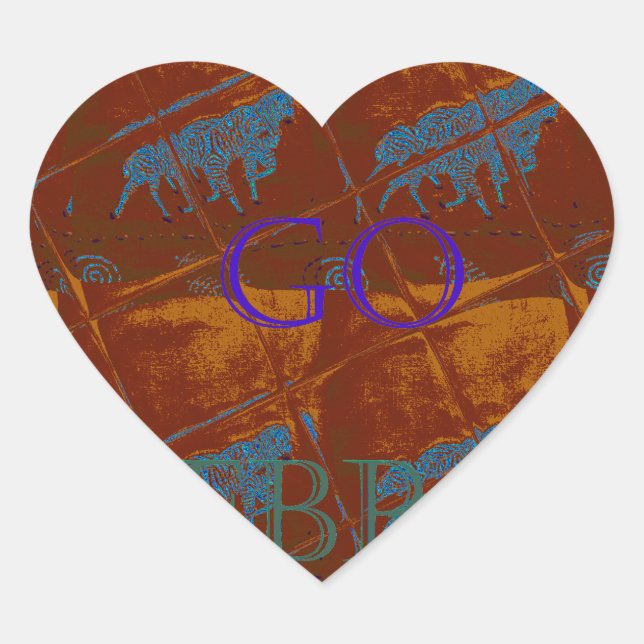 Let's Go Zebra Safari Art Print/Graphic Heart Sticker (Front)