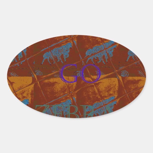 Let's Go Zebra Safari Art Print/Graphic Oval Sticker (Front)