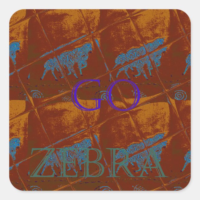 Let's Go Zebra Safari Art Print/Graphic Square Sticker (Front)