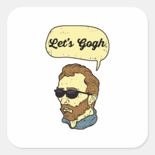 Let's Gogh Van Gogh Square Sticker