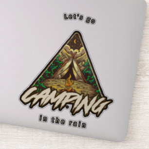 Let's going camping in the rain sticker