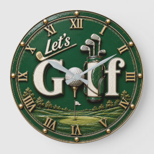 Let's Golf Vintage Golf Lover Gift Large Clock