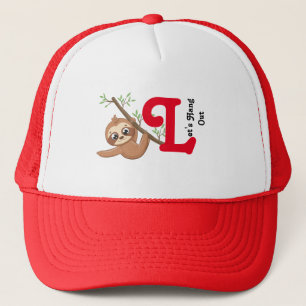 Let's Hang Out Cute Hanging Sloth Funny Trucker Hat