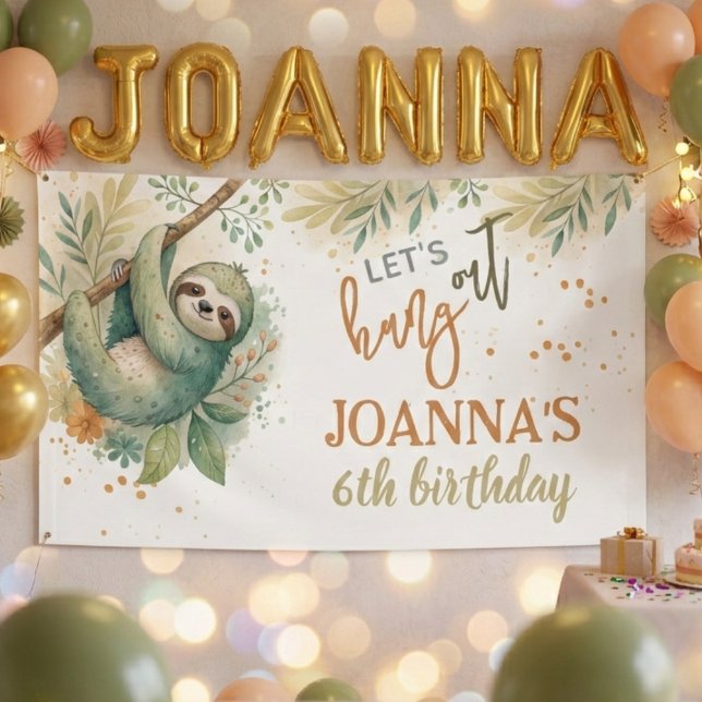 Let's hang out sloth kids birthday banner (Creator Uploaded)