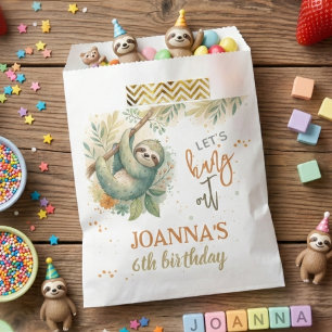 Let's hang out sloth kids birthday favour bags