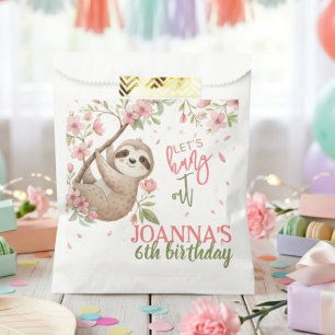 Let's hang out sloth kids birthday favour bags