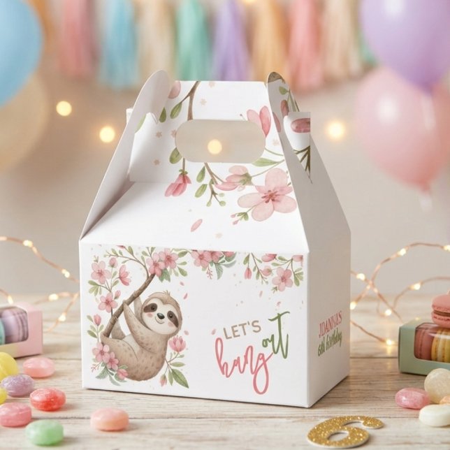 Let's hang out sloth kids birthday favour box (Creator Uploaded)