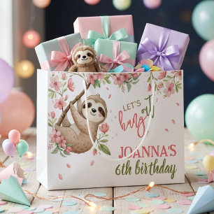Let's hang out sloth kids birthday large gift bag