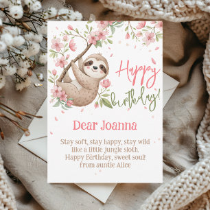 Let's hang out sloth kids happy birthday holiday card