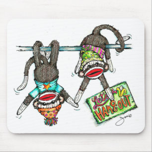 Let's Hang Out - Sock Monkeys Mouse Mat