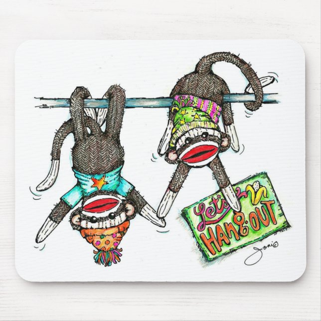 Let's Hang Out - Sock Monkeys Mouse Mat (Front)