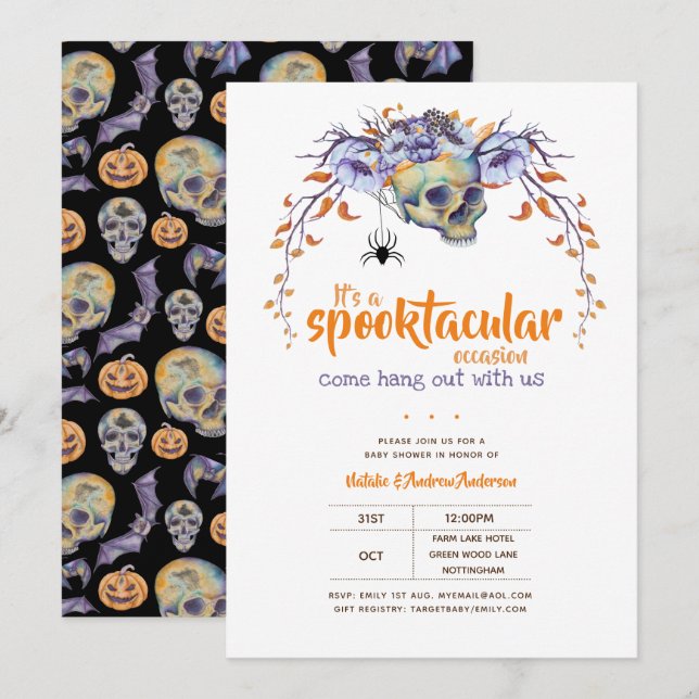 Let's Hang Out Spooktacular Halloween Baby Shower Invitation (Front/Back)