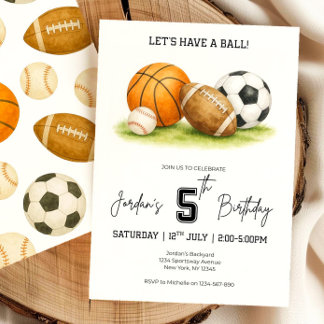 Let's Have a Ball Birthday Invitation Sports Summe