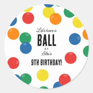 Let's Have a Ball Colourful Ball Birthday Party Classic Round Sticker
