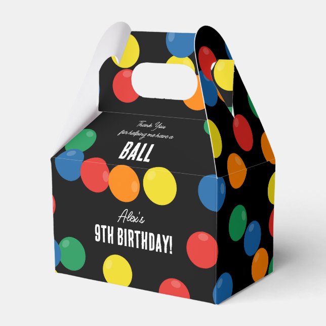 Let's Have a Ball Colourful Ball Birthday Party  Favour Box (Front Side)