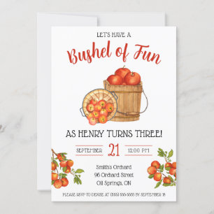 Let's Have a Bushel of Fun! Apple Birthday Party Invitation