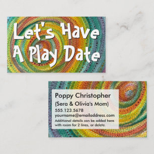 Let's Have a Play Date Multicolored Watercolor Art Calling Card