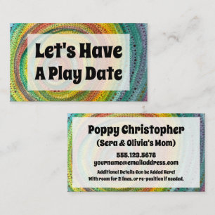 Let's Have a Play Date Rainbow Watercolor Circles Calling Card