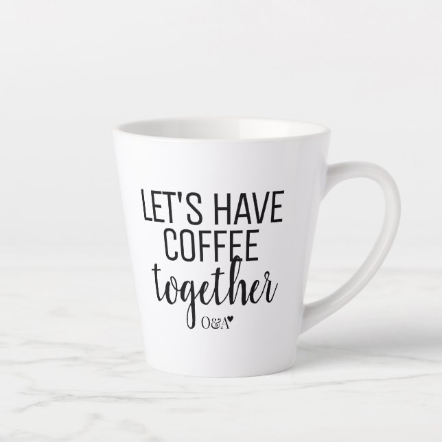 Let's Have Coffee Together | Couple Monogram Black Latte Mug (Right)
