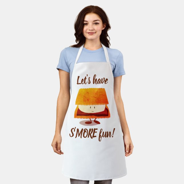 Let's have S'more fun White Brown Food Cartoon Apron (Worn)