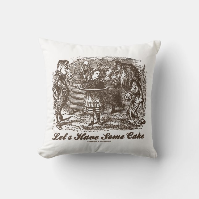 Let's Have Some Cake Alice Unicorn Lion Wonderland Cushion (Front)