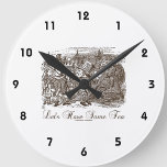 Let's Have Some Tea Wonderland Alice Haigha Hatta Round Clock<br><div class="desc">Showcase your Wonderland sense of chaotic style with a dose of Wonderland adventure attitude with this clock featuring Alice and the King, along with Haigha and Hatta, with the Lion and the Unicorn in the background as drawn by John Tenniel and as featured in Lewis Carroll's "Through The Looking Glass,...</div>