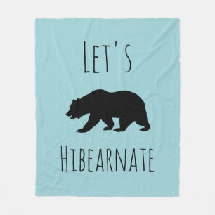 Let's Hibearnate Black Bear Silhouette & Micro Dot Fleece Blanket