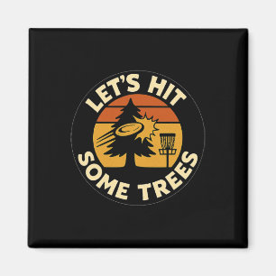 Lets Hit Some Trees Disc Golf Sunset Retro Sport L Magnet