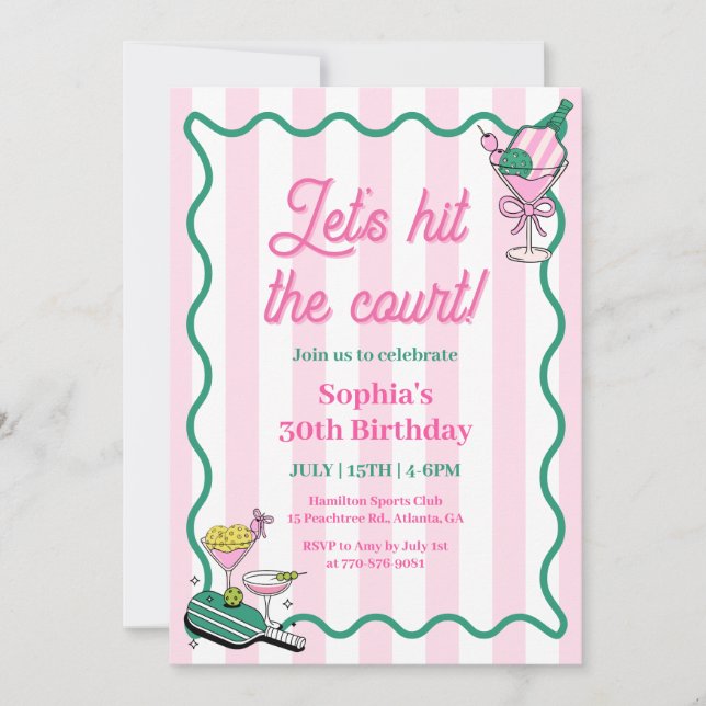 Let's Hit The Court Pickleball Birthday  Invitation (Front)