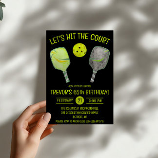 Let's hit the Court! Pickleball Birthday Party Invitation