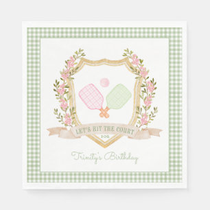 Let's Hit the Court   Preppy Pickle Ball Birthday  Napkin